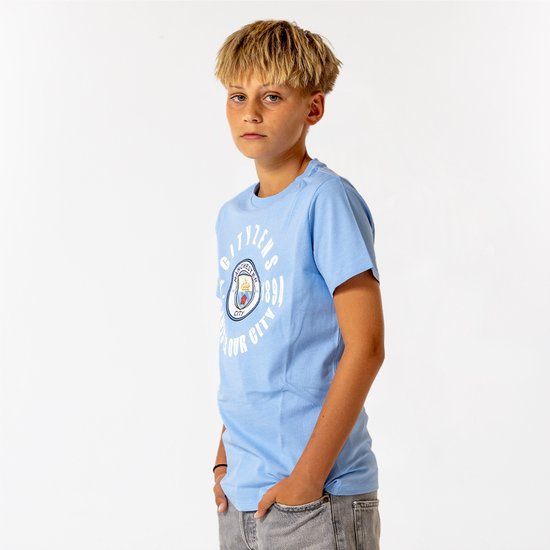 Manchester City Big Logo T-Shirt Kinderen - Maat 128 - Lichtblauw