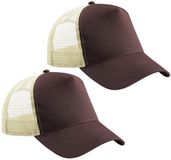 Beechfield Truckers baseballcap - 2x - bruin/creme - pet - volwassenen - verstelbaar