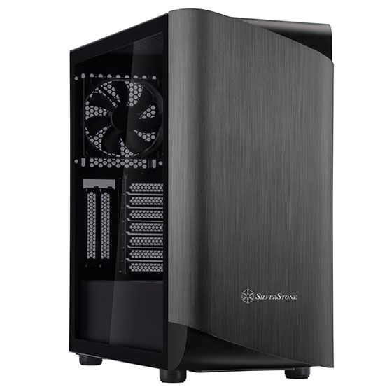 Silverstone SETA A1 Computerbehuizing Zwart, Titanium Aluminium, Staal, Gehard glas