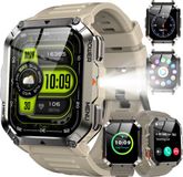 Blackview Robuuste Outdoor Smartwatch voor Heren – Bellen | Gebeld Worden – Waterdichte Fitnesstracker met Bloeddruk – Hartslag – SpO2 en Slaapmonitoring - Sporthorloge - Tactische Bluetooth Smart Watch voor iOS/Android - Khaki
