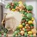 Premium arche de ballon avec design en bois, 148 pièces, vert-beige-or
