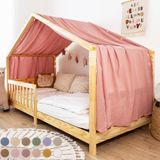 LILIMAUS Lit cabane ciel de lit en une pièce - ciel de lit pour lit cabane - 135 x 420 cm - mousseline de coton - vieux rose