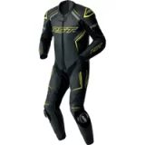 RST Combinaison de moto S1 D3O pour homme – Construction en cuir de qualité supérieure (noir/gris/jaune fluo, taille 2XL)