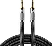 Drivv. Premium AUX Kabel 3.5 mm - Nylon Audio Kabel - Jack naar Jack - Gold Plated - Male to Male - Zilver - 2 meter