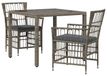 Table de jardin 3 pcs Gris poly rotin