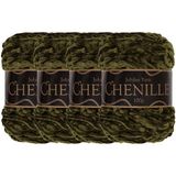 JubileeYarn Chenille Garen - Worsted Gewicht - 100g/cake - Olijfolie - 4 Taarten
