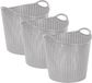 PLASTICFORTE Panier à linge tressé/panier de rangement - 3x - flexible - argent - 27 litres - rond - plastique - 40 x 37 cm