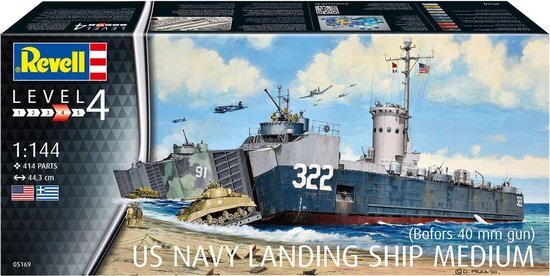 Revell Bouwset Us Navy Landing Ship 44,3 Cm Blauw 414-delig