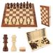 Jeu d'échecs bois - Dames et backgammon - Jeu d'échecs de voyage 3-en-1 - Pliable - 29 x 29 cm