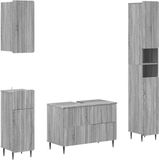 vidaXL - 4-delige Badkamerkast Set ZWOLLE Grijs Sonoma Bewerkt hout
