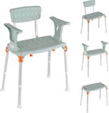 Homecare Innovation B.V. Luxe 4-in-1 Lichtgewicht Douchestoel met afneembare armleuning & rugleuning - Verstelbare hoogte - tot 136 kg - Groen