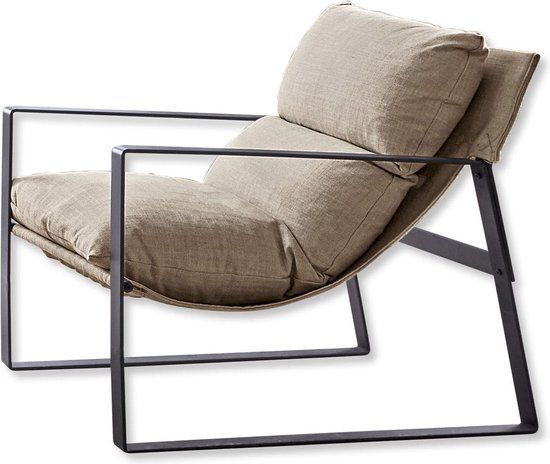 Loberon Fauteuil Seuvard zwart/beige