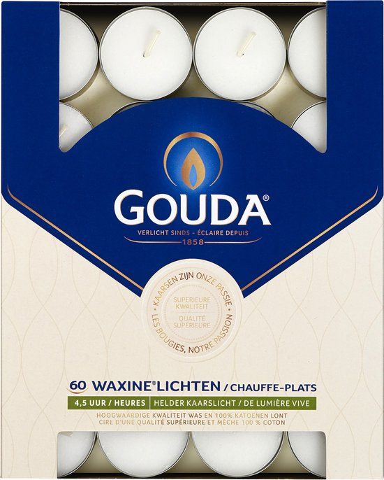 Gouda Waxinelichtjes Wit - 60 stuks