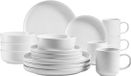 Alenia set de table pour 4 personnes - 16 pièces service combiné - céramique blanche - grès