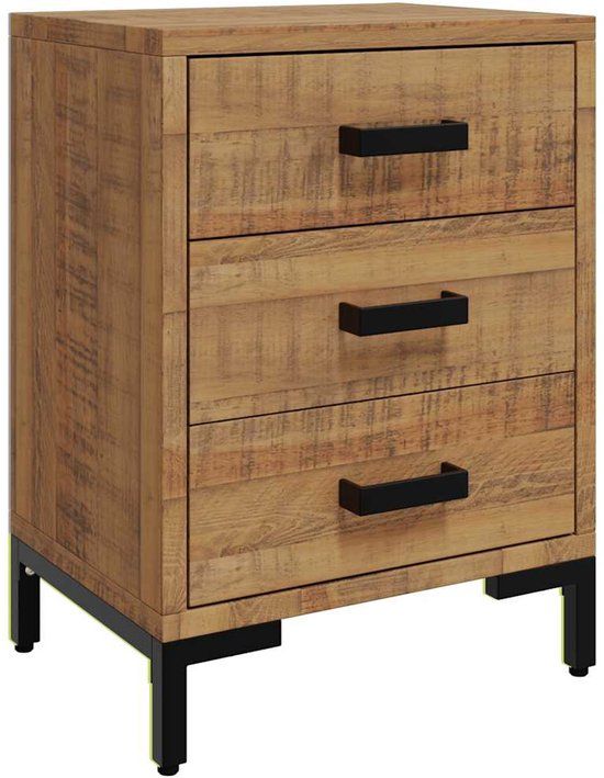 vidaXL Nachtkastje 40x30x55 cm Gerecycled Massief Grenenhout Bruin