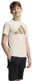 Adidas Essentials T-shirt Korte Mouwen Kinderen Beige Katoen Ronde Hals Logo Regular Fit Unisex 11-12 Jaar