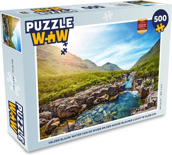 MuchoWow Puzzel Helder blauw water van de rivier en een blauwe lucht in Glen Coe - Legpuzzel - Puzzel 500 stukjes