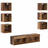 vidaXL TV Kast 8 st Oud Hout Glas
