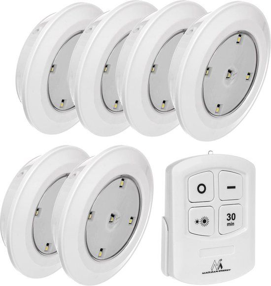 Maclean LED verlichting SET van 6 stuks + Afstandsbediening - Wit