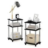 Furinno Just 3-Tier Turn-N-Tube bijzettafel, 2-pack, Americano, roestvrijstalen buizen