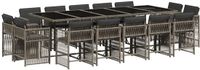 vidaXL 15-delige tuinset met kussens, grijs, polyrotan