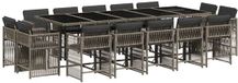vidaXL 15-delige tuinset met kussens, grijs, polyrotan