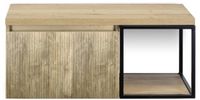 BES LED Frozen 3D Badmeubelset 100 cm - Greeplijst in Kleur - Zwart Frame - Wastafelbovenblad French Oak