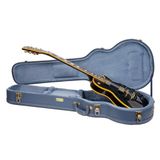 Crossrock Relief Series Houten koffer voor Les Paul elektrische gitaren, rookblauw