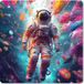XXL Tapis de souris - Tapis de bureau - Néon Météorite Astronaute - 80x80 cm - Multicolore
