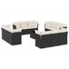 vidaXL Loungeset met kussens, polyrattan, zwart