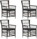 vidaXL Tuinstoel Zwart PE-rattan, Staal en Polyester Stof