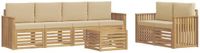 vidaXL - Acacia Hout - Bartafel - Wit en Beige - Polyester