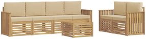 vidaXL - Acacia Hout - Bartafel - Wit en Beige - Polyester