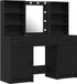 vidaXL Make-up tafelset met LED-verlichting, 3 stuks, zwart met eikenhoutlook