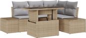 vidaXL Tuinbank Set 5-delig Beige/Lichtgrijs Polyrattan