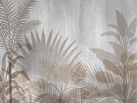 AG Design Tropische planten grijs, vlies fotobehang voor woonkamer, slaapkamer, eetkamer, keuken, 360 x 270 cm, FTN XXL 1242, meerkleurig
