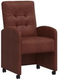 vidaXL Eetkamerstoelen met wielen, 2 stuks, Kunstleer, Glanzend bruin