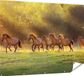 Gards Affiche de jardin Troupeau de chevaux bruns dans la prairie - 160x120 cm - Toile de jardin - Décoration de jardin - Décoration murale extérieure - Peinture de jardin