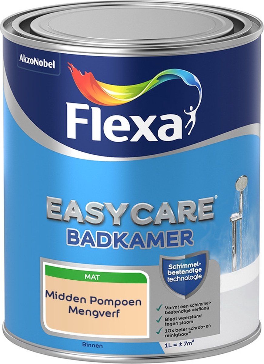FLEXA Easycare Muurverf - Badkamer - Mat - Midden Pompoen - 1 liter