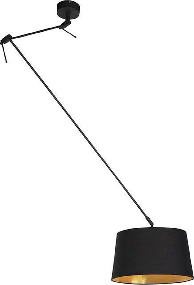 QAZQA Blitz Hanglamp - Zwart - 1-lichts - Stof - E27