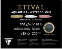 Clairefontaine Etival Tekenpapier Blok 20,3x25,4 cm 300g Dubbele Korrel Zwart