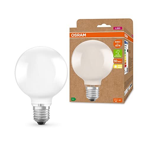 OSRAM Lamps OSRAM LED spaarlamp, matte globe, E27, warm wit (3000K), 4 watt, vervangt 60W gloeilamp, zeer efficiënt en energiebesparend, pak van 6