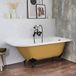 Hudson Reed Oxford Semi-freestanding bathtub Classic 168.5cm x 75cm - Right version - Yellow (Honey Yellow), with Black bath feet