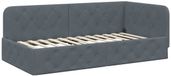 vidaXL Cadre de lit d'angle en velours gris foncé 100 x 200 cm