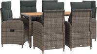 vidaXL Buiten Eettafel Set 7-st Lichtgrijs en Donkergrijs