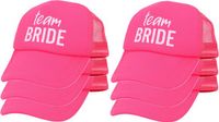 Boland Vrijgezellenfeest baseballcap/petje - 6x - Team Bride - roze - dames - polyester