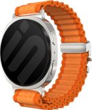 Strap-it Outdoor nylon bandje met P-buckle - horlogebandje geschikt voor Samsung Galaxy Watch 9 (40/44mm) / Watch 8 (40/44mm) / Classic (46mm) - oranje/zilver