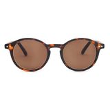 OPULIZE REY Zonnebril - Retro Rond Montuur - Matbruin Schildpadpatroon - Heren Dames - Veerscharnieren - S56-2