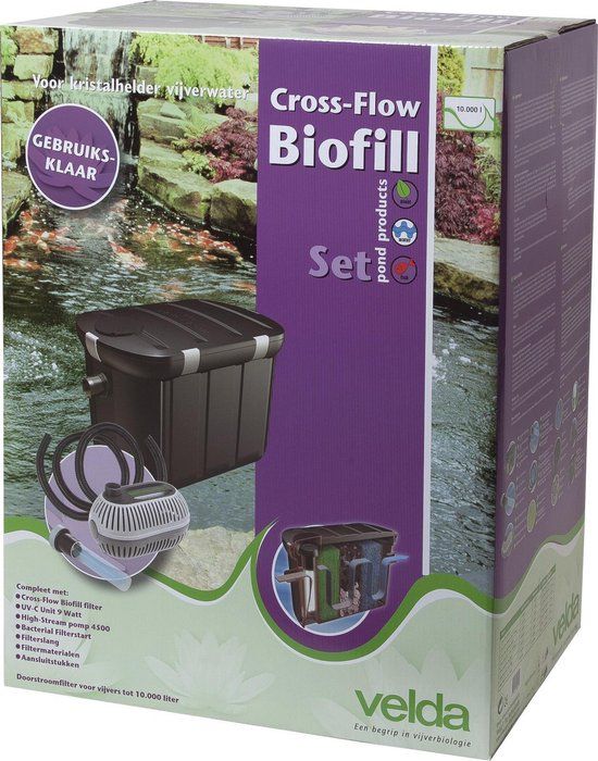 Velda Cross-Flow Biofill Set - 30 l - 10 µm - 58x17.49x74 cm - Zwart