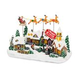 Avilia Kerstdorp Frovale geanimeerd met beweegbare slee, warme ledlampen en kerstmuziek, handbeschilderde decoratie met USB-kabel en realistische details voor thuis of feestelijk cadeau